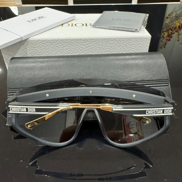 CHRISTIAN DIOR DIORCLUB M2U 31B8 MASK SILVER MIRROR BLUE DIOR lOGO SUNGLASSES. - Picture 6 of 17